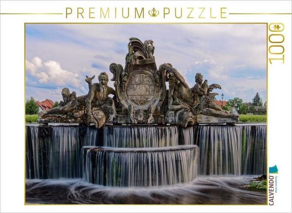 CALVENDO Puzzle Brunnen vor dem Schloss Ludwigslust | 1000 Teile Lege-Größe 64x48cm Foto-Puzzle für glückliche Stunden