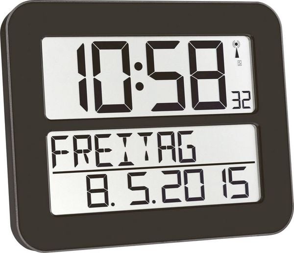 Produktbild: TFA Dostmann 60.4512.01 Funk Wanduhr 25.8 mm x 21.2 mm x 3 mm Schwarz