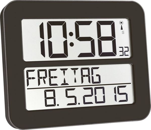 TFA Dostmann 60.4512.01 Funk Wanduhr 25.8mm x 21.2mm x 3mm Schwarz