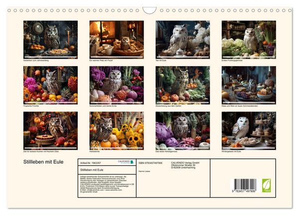 Produktbild: Stillleben mit Eule (Wandkalender 2026 DIN A3 quer), CALVENDO Monatskalender