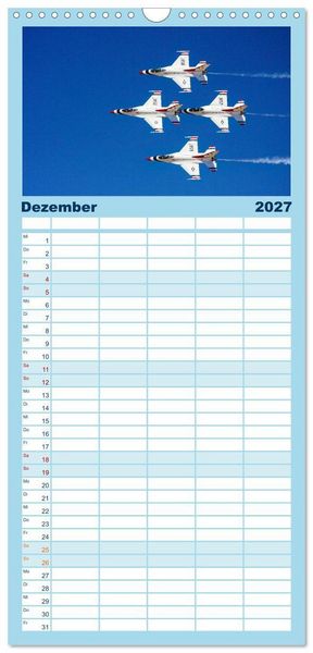 Produktbild: Familienplaner 2027 - Kampfjets - D&uuml;senj&auml;ger-Kalender mit 5 Spalten (Wandkalender, 21 x 45 cm) CALVENDO
