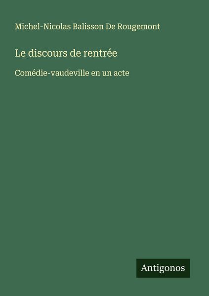 Produktbild: Le discours de rentr&eacute;e