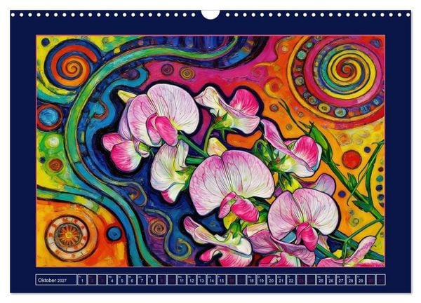 Produktbild: Bl&uuml;ten im verspielten Jugendstil (Wandkalender 2027 DIN A3 quer), CALVENDO Monatskalender