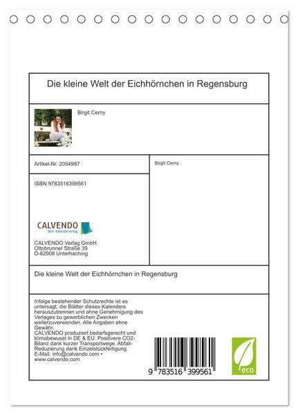 Produktbild: Die kleine Welt der Eichh&ouml;rnchen in Regensburg (Tischkalender 2026 DIN A5 hoch), CALVENDO Monatskalender