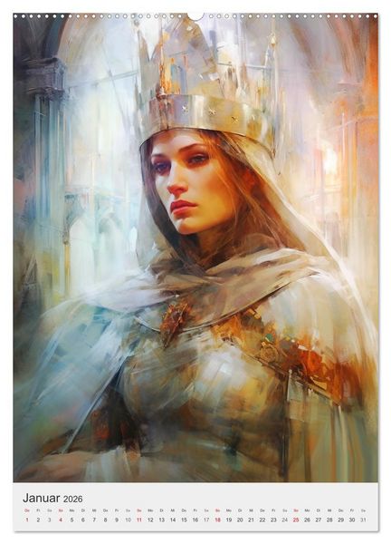 Produktbild: Das fesselnde Rittertum. Faszination Mittelalter in tollen Fantasy-Illustrationen (hochwertiger Premium Wandkalender 2026 DIN A2 hoch), Kunstdruck in Hochglanz