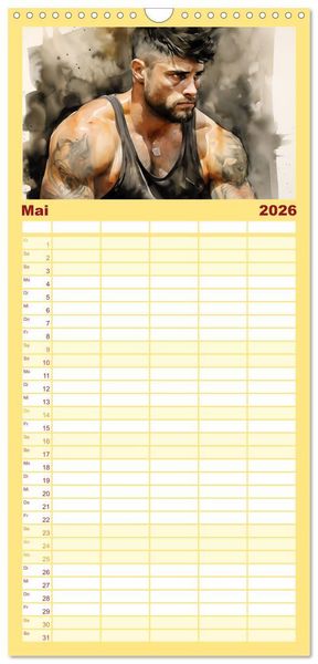 Produktbild: Familienplaner 2026 - Tattoo trifft Kunst mit 5 Spalten (Wandkalender, 21 x 45 cm) CALVENDO