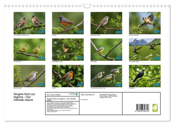 Produktbild: Singers from our regions - Our intimate nature (Wall Calendar 2026 DIN A3 landscape), CALVENDO 12 Month Wall Calendar