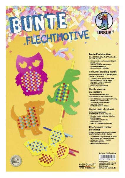 URSUS Flechten Bunte Flechtmotive, 27 Blatt Fotokarton (300 g/m², DIN A4)