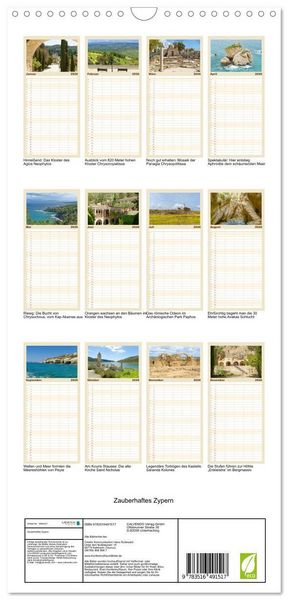 Produktbild: Familienplaner 2026 - Zauberhaftes Zypern mit 5 Spalten (Wandkalender, 21 x 45 cm) CALVENDO
