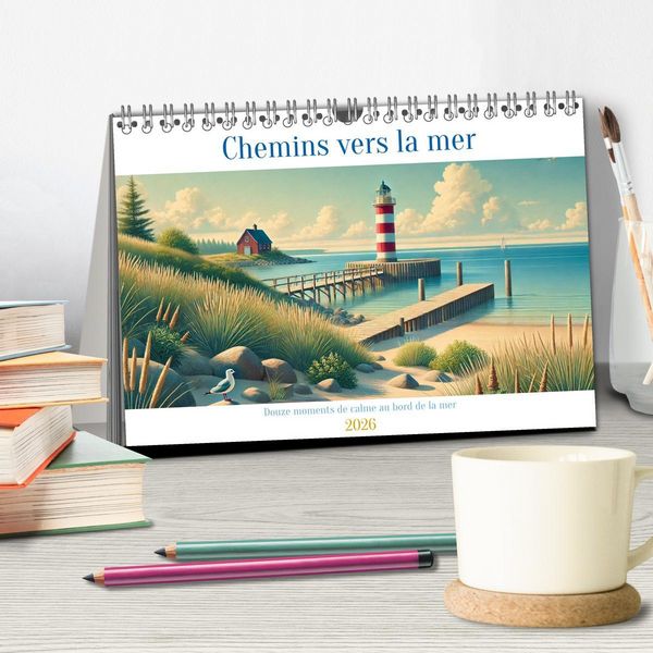 Produktbild: Chemins vers la mer (Calendrier de bureau 2026 DIN A5 vertical), CALVENDO calendrier mensuel