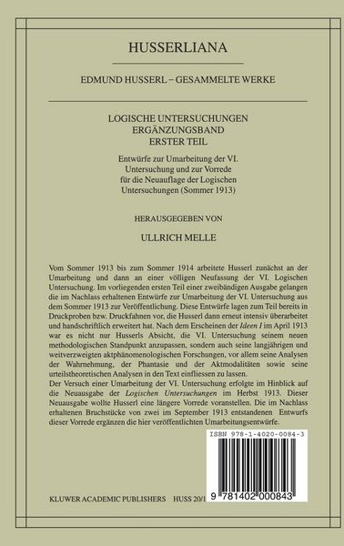 Produktbild: Logische Untersuchungen Erg&auml;nzungsband Erster Teil