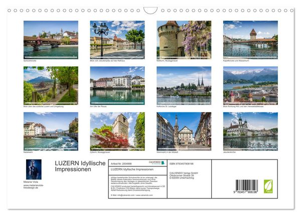 Produktbild: LUZERN Idyllische Impressionen (Wandkalender 2026 DIN A3 quer), CALVENDO Monatskalender