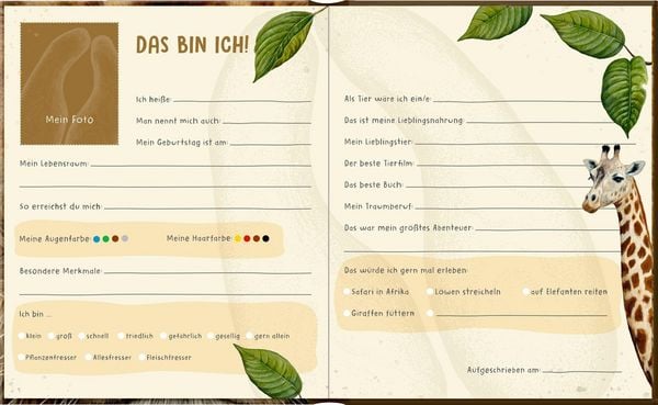 Produktbild: Freundebuch: Lebensgr.-Wilde Tiere Afrikas - Meine Freunde