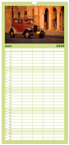 Produktbild: Familienplaner 2026 - Classic Cars of Cuba mit 5 Spalten (Wandkalender, 21 x 45 cm) CALVENDO