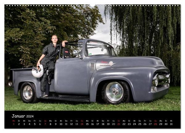 US Car Classics 2024 - Klassische amerikanische Autos und PinUp Girls  (Wandkalender 2024 DIN A2 quer), CALVENDO Monatskalender' - 'Wandkalender