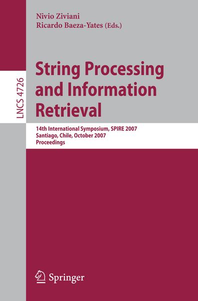 Produktbild: String Processing and Information Retrieval
