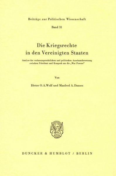 Produktbild: Die Kriegsrechte in den Vereinigten Staaten.