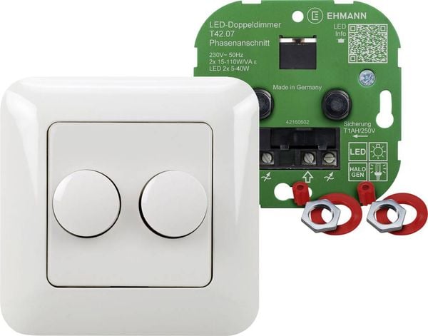 Produktbild: Ehmann 4260c0701 Unterputz Dimmer Geeignet f&uuml;r Leuchtmittel: LED-Lampe, Gl&uuml;hlampe, Halogenlampe Wei&szlig;