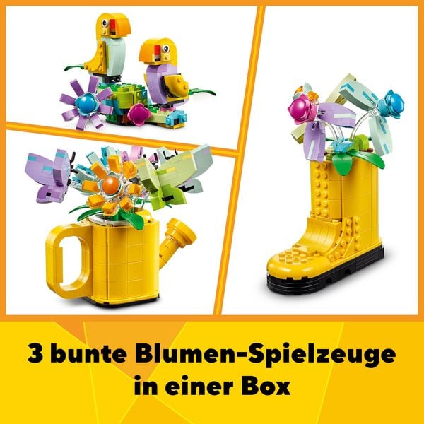 LEGO Creator 3in1 31149 Gießkanne mit Blumen, baubare Deko mit 3 Modellen