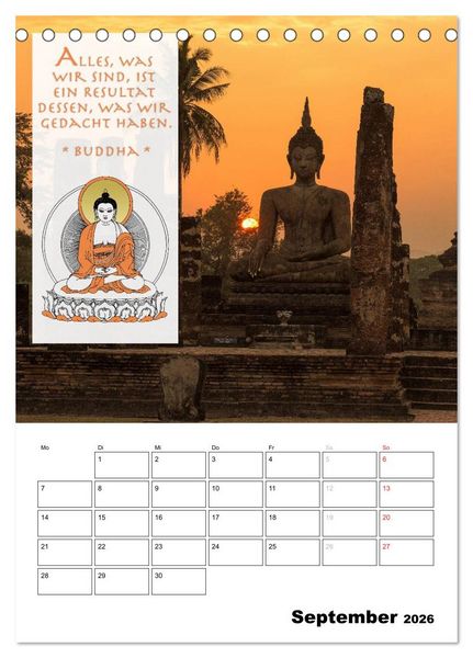 Produktbild: BUDDHAS ZITATE Buddhistische Weisheiten (Tischkalender 2026 DIN A5 hoch), CALVENDO Monatskalender