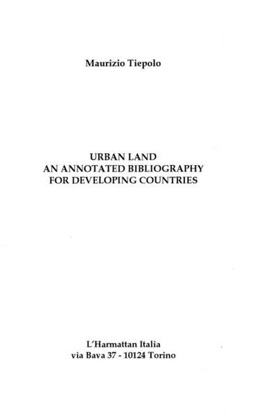 Produktbild: Urban Land An Annotated Bibliography For Developing Countries