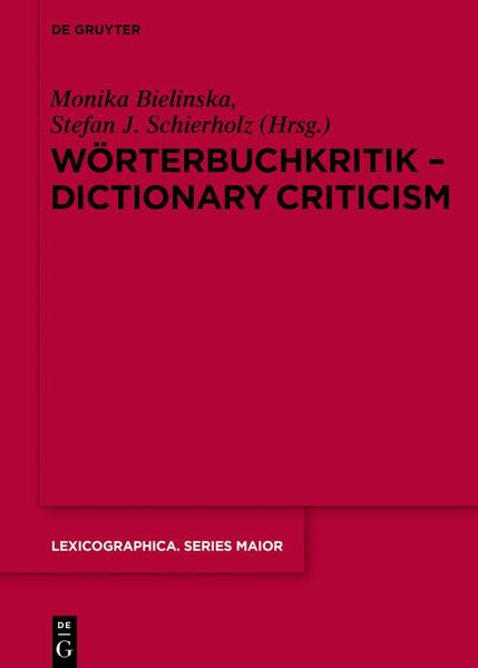 Produktbild: W&ouml;rterbuchkritik - Dictionary Criticism