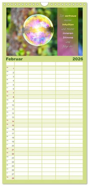 Produktbild: Familienplaner 2026 - YouFeelGood - Positive Impulse f&uuml;r mehr Selbstbewusstsein und Selbstvertrauen mit 5 Spalten (Wandkalender, 21 x 45 cm) CALVENDO