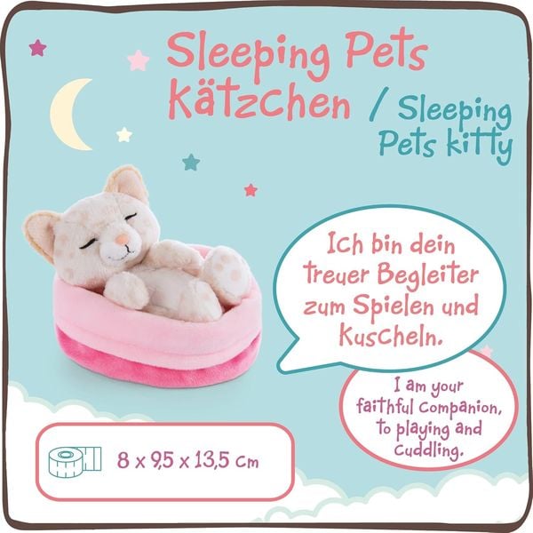 NICI - Sleeping Pets - Kätzchen mit Leopardenmuster 12cm im Körbchen