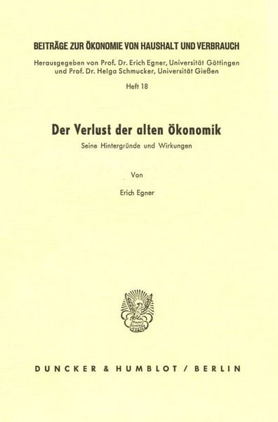 Produktbild: Der Verlust der alten &Ouml;konomik.