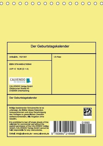 Produktbild: Der Geburtstagskalender (Tischkalender immerw&auml;hrend DIN A5 hoch)