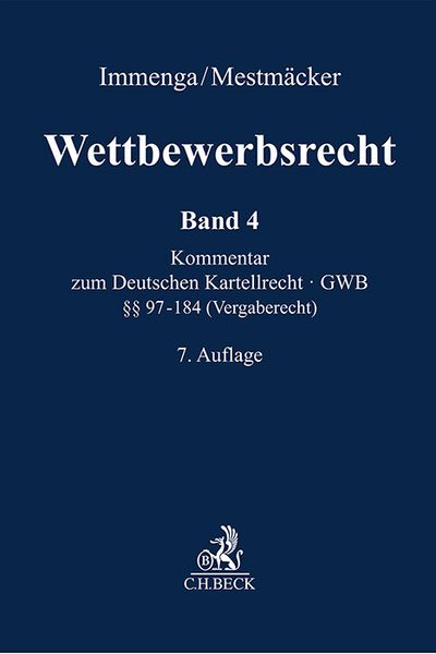 Produktbild: Wettbewerbsrecht Band 4: Vergaberecht. Kommentar zum Europ&auml;ischen und Deutschen Kartellrecht
