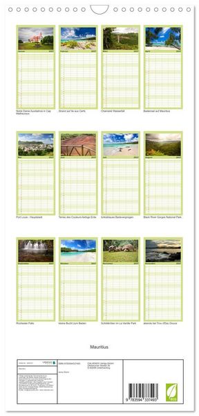 Produktbild: Familienplaner 2027 - Mauritius mit 5 Spalten (Wandkalender, 21 x 45 cm) CALVENDO