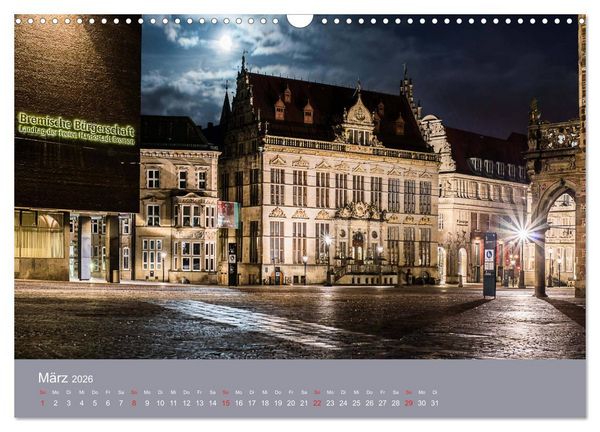 Produktbild: Nachts in Bremen (Wandkalender 2026 DIN A3 quer), CALVENDO Monatskalender