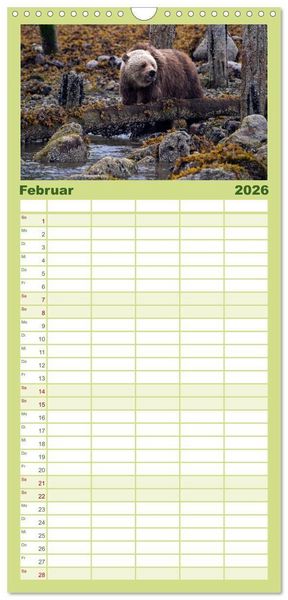 Produktbild: Familienplaner 2026 - Grizzlys und Geisterb&auml;ren - Glendale Cove, Kanada mit 5 Spalten (Wandkalender, 21 x 45 cm) CALVENDO
