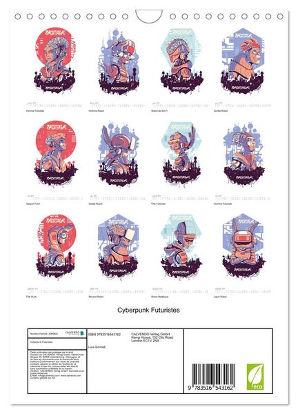 Produktbild: Cyberpunk Futuristes (Calendrier mural 2026 DIN A4 horizontal), CALVENDO calendrier mensuel