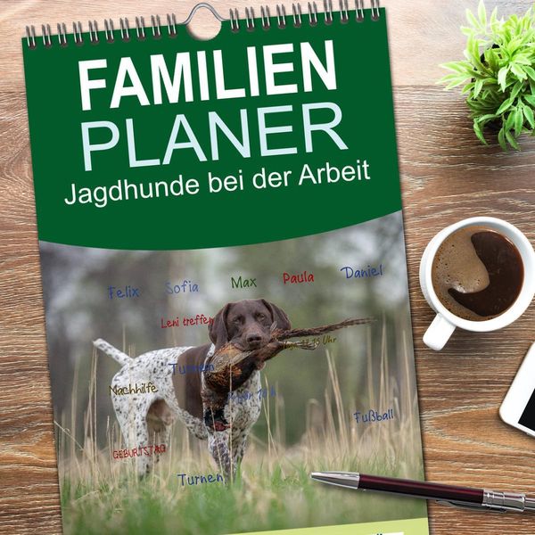 Familienplaner 2025 - Jagdhunde bei der Arbeit mit 5 Spalten (Wandkalender, 21 x 45 cm) CALVENDO