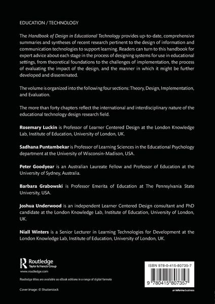 Produktbild: Handbook of Design in Educational Technology