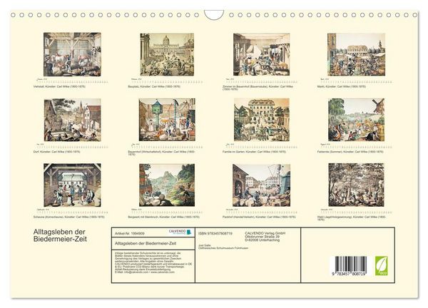 Produktbild: Alltagsleben der Biedermeier-Zeit (Wandkalender 2026 DIN A3 quer), CALVENDO Monatskalender