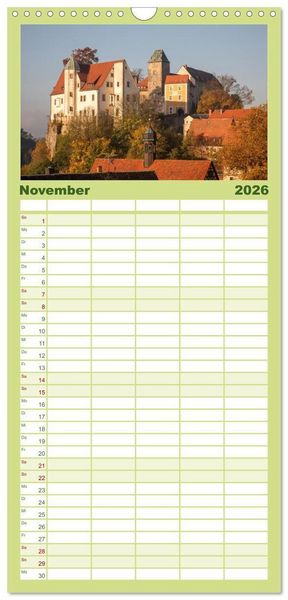 Produktbild: Familienplaner 2026 - Burgen in Deutschland mit 5 Spalten (Wandkalender, 21 x 45 cm) CALVENDO
