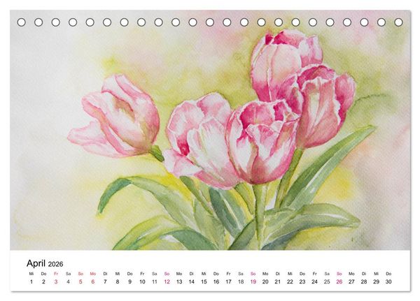 Produktbild: Mit Aquarellen durch das Jahr (Tischkalender 2026 DIN A5 quer), CALVENDO Monatskalender