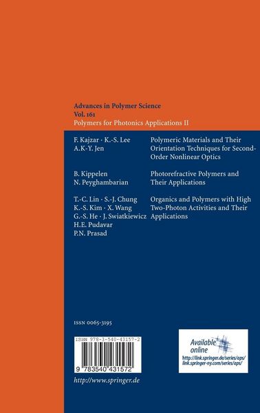 Produktbild: Polymers for Photonics Applications II
