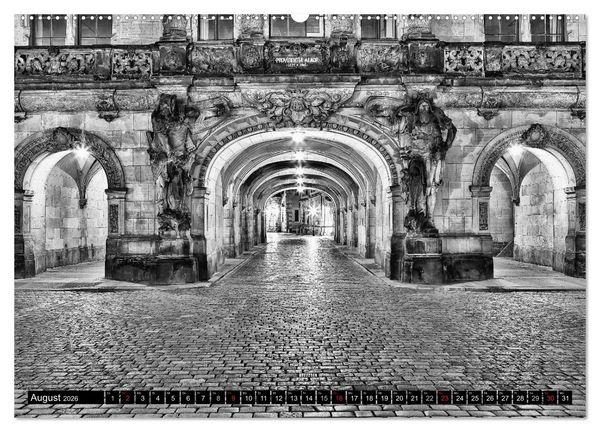 Produktbild: Dresden Faszination Schwarz Weiss (Wandkalender 2026 DIN A2 quer), CALVENDO Monatskalender