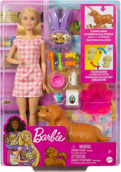 Produktbild: Barbie Puppe (blond) mit Hund und Welpen