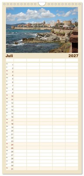 Produktbild: Familienplaner 2027 - Traumhaftes Sardinien mit 5 Spalten (Wandkalender, 21 x 45 cm) CALVENDO