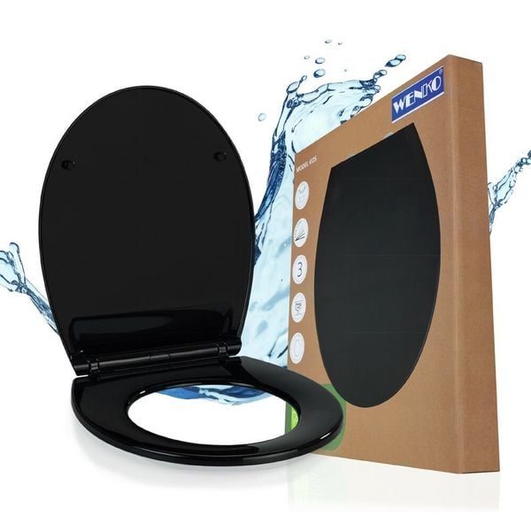 Produktbild: WC Sitz Mod. Kos Schwarz, Toilettendeckel mit Absenkautomatik
