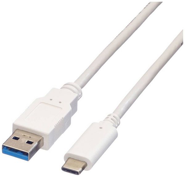 Produktbild: Value USB-Kabel USB 3.2 Gen1 USB-A Stecker, USB-C&reg; Stecker 1.00m Wei&szlig; Geschirmt 11.99.9011