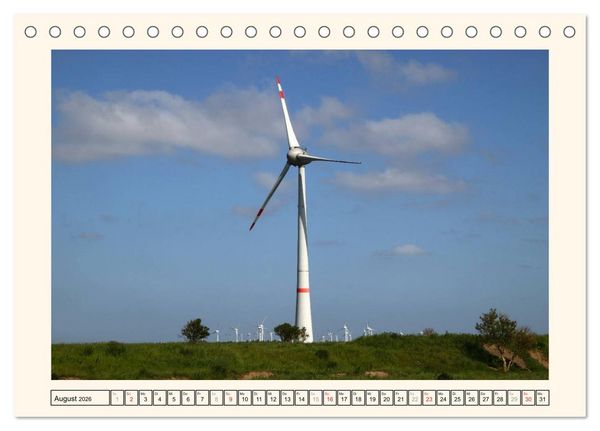 Produktbild: Windkraft in der Landschaft Ostfrieslands (Tischkalender 2026 DIN A5 quer), CALVENDO Monatskalender
