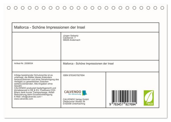 Produktbild: Mallorca - Sch&ouml;ne Impressionen der Insel (Tischkalender 2026 DIN A5 quer), CALVENDO Monatskalender