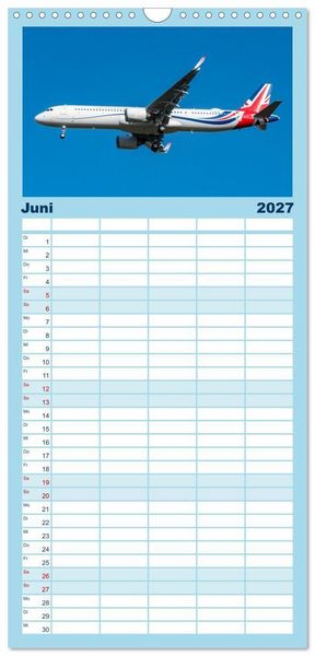 Produktbild: Familienplaner 2027 - Airbus A320 Das Brot und Butter Flugzeug mit 5 Spalten (Wandkalender, 21 x 45 cm) CALVENDO
