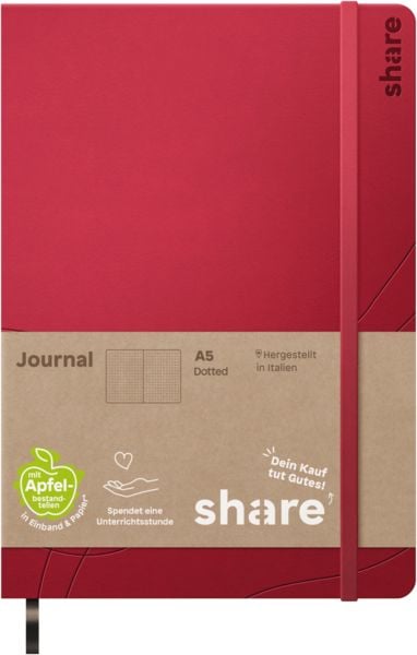 Produktbild: share Notizbuch A5 punktkariert rot